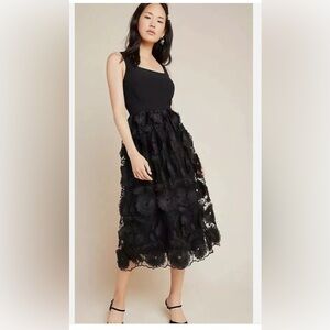 Truly Spectacular Anthropologie Black Tank Dress with gorgeous appliqué. WOW. 🤩